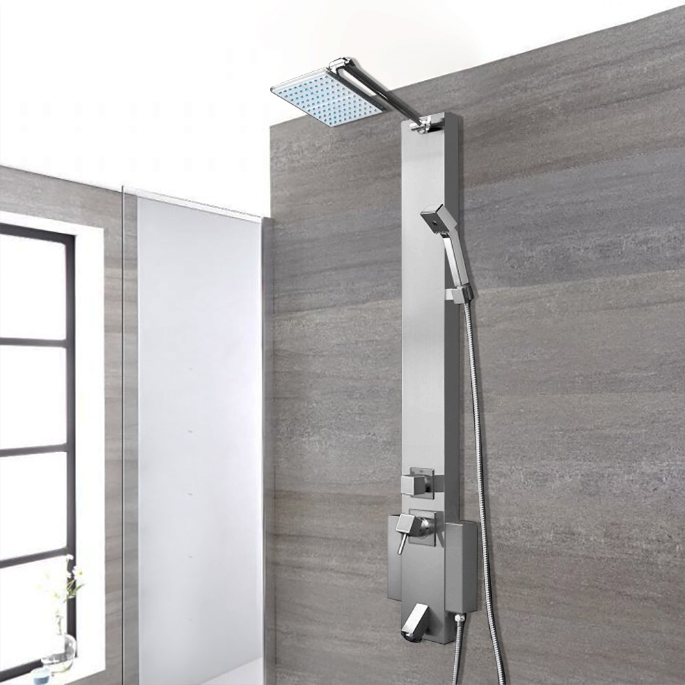 Fontana Stainless Steel Shower Panel Tower With Rainfall Shower Head And Spout